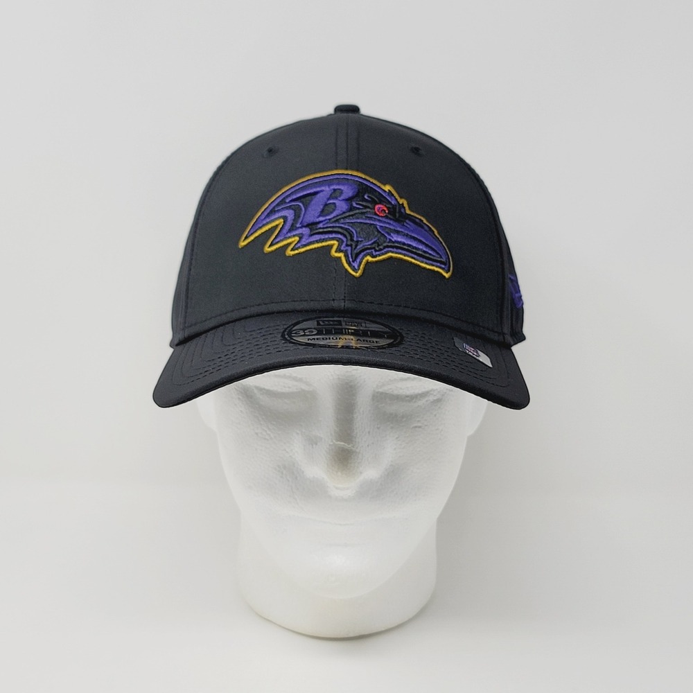 New Era 39THIRTY Baltimore Ravens Hat M/L Night Black NFL Stretch Fit Cap NFL